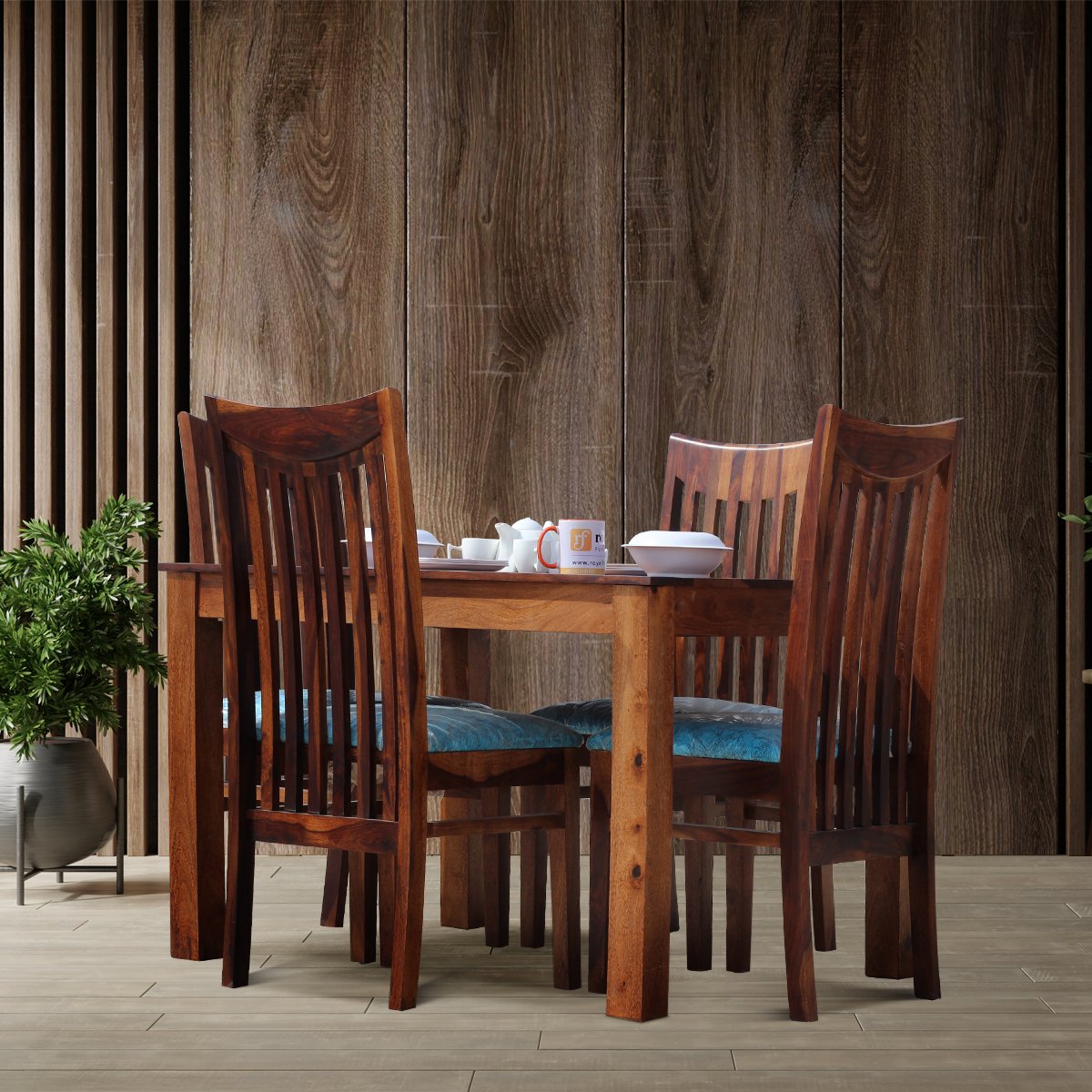 Thecsr Serene 4 Seater Dining Set in Natural Furniture Sheesham Wood